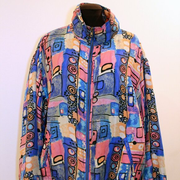 1990s Silk Abstract Print Track Jacket - Picture 2 of 13